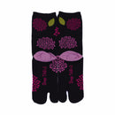 Back view of long black Tabi Socks " Ajisai "