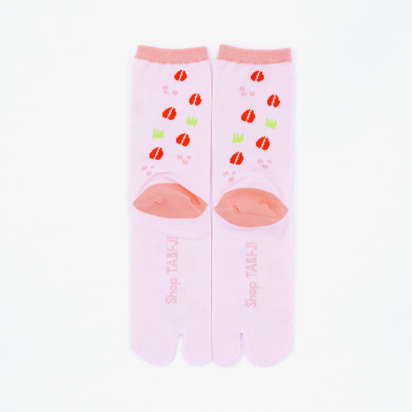Back view of long pink Tabi Socks " Shika-no Ashiato "