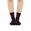 Person wearing long black Tabi Socks " Ajisai ", front view