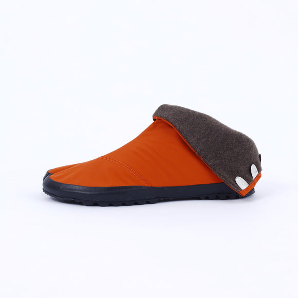 Left side of orange Tabi Shoes " U-ten x FLEECE "