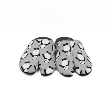 Front view of gray Tabi Slippers " PANDA "