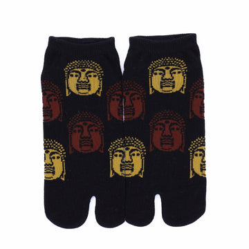 Front view of short black Tabi Socks " Nara Daibutsu "