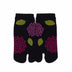 Front view of short black Tabi Socks " Ajisai "