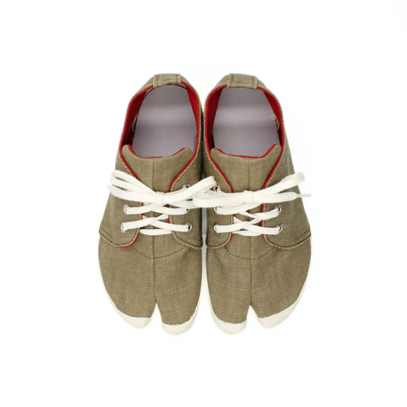 Top view of khaki Tabi Shoes " YUI "