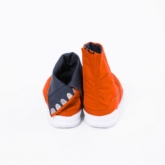 Back view of orange Tabi Shoes " RAIN "