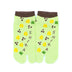 Front view of short green Tabi Socks " Shika-no Ashiato "