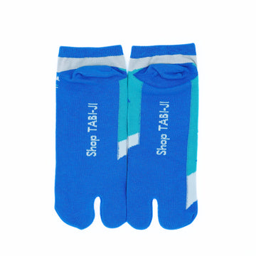 Back view of short blue Tabi Socks " Enoshim "
