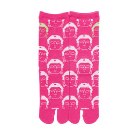 Front view of long pink Tabi Socks " Kamakura Daibutsu "