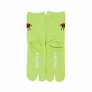Back view of long green Tabi Socks " Pixel Shika "