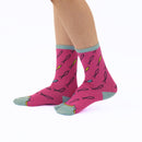 Person wearing long pink Tabi Socks " Shirasu2", right side view
