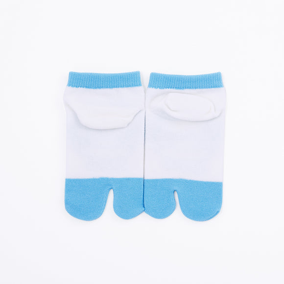 Back view of short blue Tabi Socks " Roku "– children's size