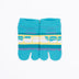 Front view of short green Tabi Socks " Densha "– children's size