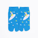 Front view of short blue Tabi Socks " Surfer "– children's size