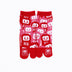 Front view of long red Tabi Socks " Daruma "– children's size