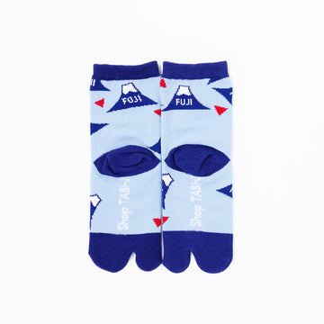 Back view of short blue Tabi Socks " Fujisan 2" – children's size