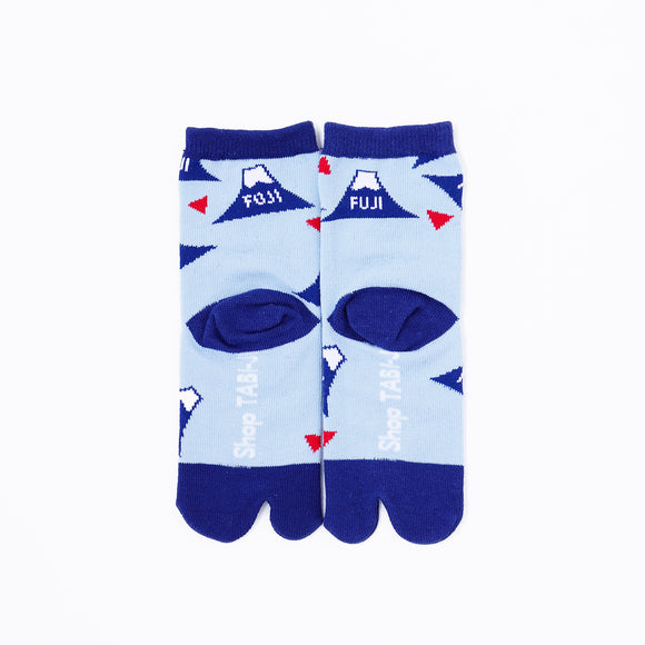 Back view of short blue Tabi Socks " Fujisan 2" – children's size