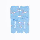Back view of long blue Tabi Socks " Shika Origami "– children's size