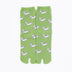 Front view of long green Tabi Socks " Shika Hashiru "