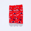 Front view of long red Tabi Socks " Mikasayama "– children's size