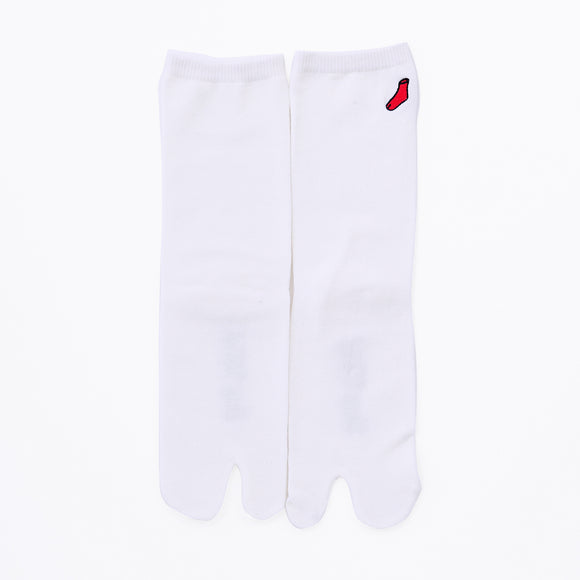 Front view of long white Tabi Socks "TABI-JI"