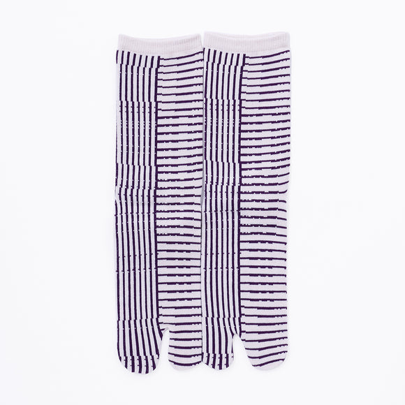 Front view of long purple Tabi Socks " Hyoshigi "