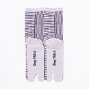 Back view of long purple Tabi Socks " Hyoshigi "