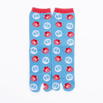 Front view of long light blue Tabi Socks " Tai "