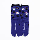 Back view of long navy Tabi Socks " Maneki Neko "
