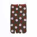 Front view of long dark green Tabi Socks " Fukuro "