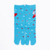 Front view of long light blue Tabi Socks " Surfer "