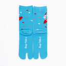 Back view of long light blue Tabi Socks " Surfer "