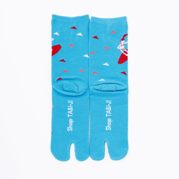 Back view of long light blue Tabi Socks " Surfer "