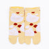 Front view of short yellow Tabi Socks " Hato"