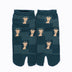 Front view of short green Tabi Socks "Shika Nozoku"