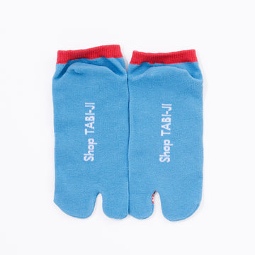 Back view of short light blue Tabi Socks " Tai "
