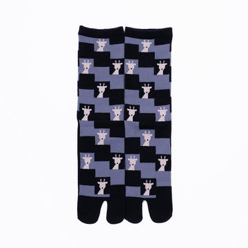 Front view of long black Tabi Socks " Shika Nozoku "