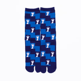 Front view of long blue Tabi Socks " Shika Nozoku "
