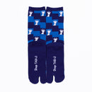 Back view of long blue Tabi Socks " Shika Nozoku "