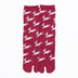 Front view of long red Tabi Socks " Shika Hashiru "
