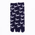 Front view of long navy Tabi Socks " Shika Hashiru "