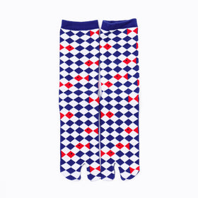 Front view of long blue Tabi Socks " Kingyo 2 "