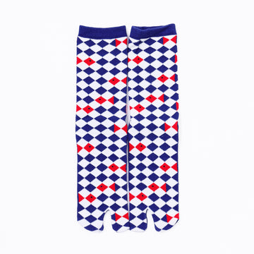 Front view of long blue Tabi Socks " Kingyo 2 "