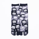 Front view of long black Tabi Socks " Daruma "