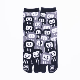 Front view of long black Tabi Socks " Daruma "