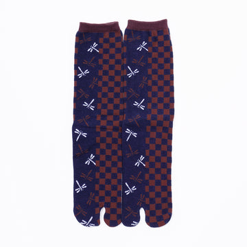 Front view of long navy Tabi Socks " Tonbo & Ichimatsu "