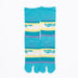 Front view of long green Tabi Socks " Densha "