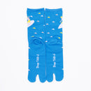 Back view of long blue Tabi Socks " Surfer "
