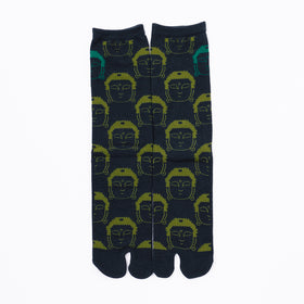 Front view of long green Tabi Socks " Kamakura Daibutsu "