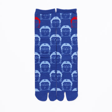 Front view of long blue Tabi Socks " Kamakura Daibutsu "