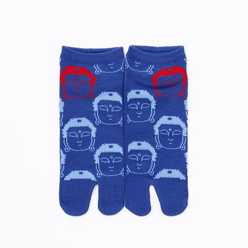 Front view of short blue Tabi Socks " Kamakura Daibutsu "